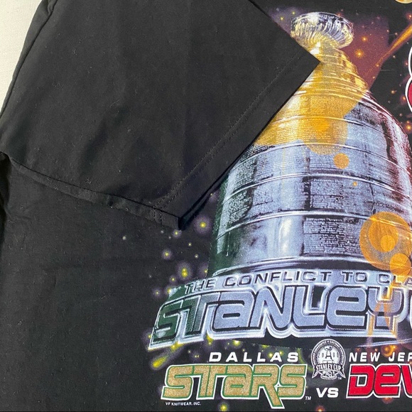 VINTAGE 2000 NEW JERSEY DEVILS VS DALLAS STARS STANLEY CUP FINALS T-SHIRT, XL - Picture 6 of 13